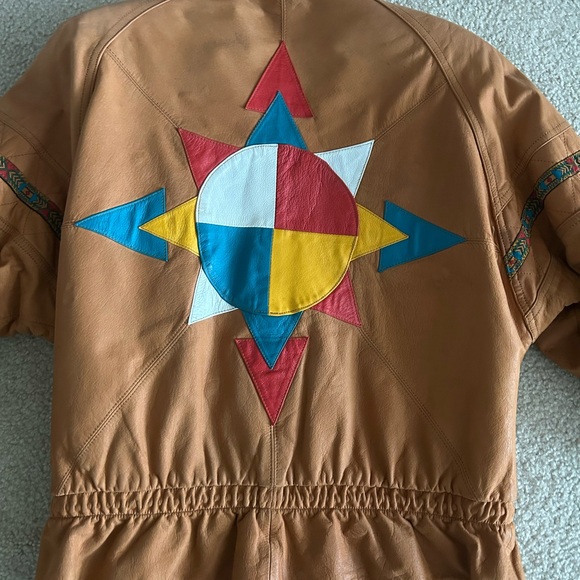 Vintage Leather Patchwork Zip Front Jacket size s - Picture 3 of 10